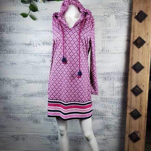 Talbots Cabana Life Sapphire Hooded Beach Cover-Up UPF 50+ Sz S Resort Vacation - Picture 11 of 11